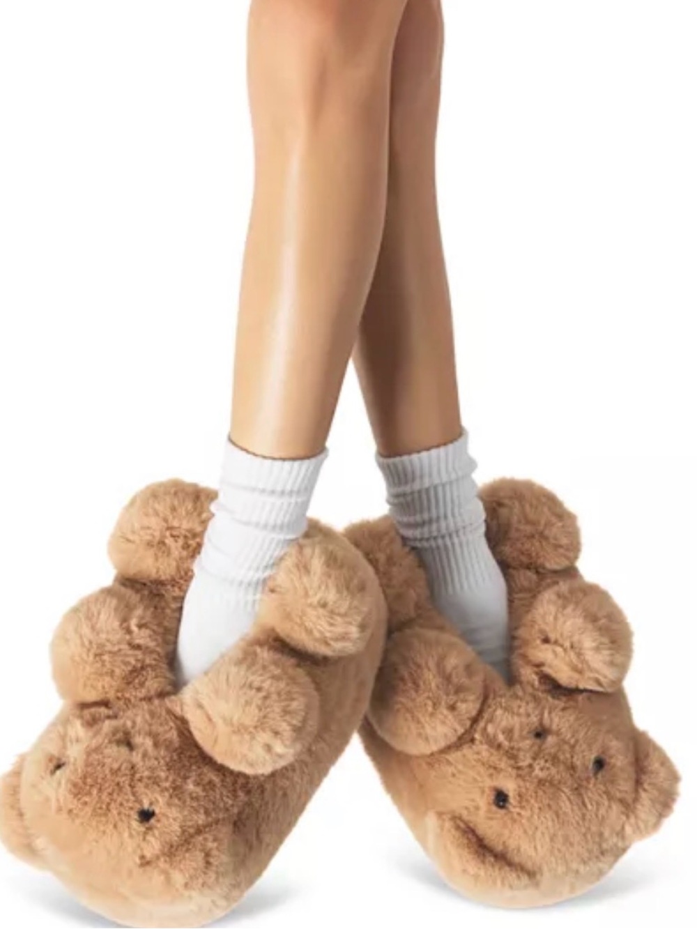 Plush Teddy Bear Slipper Mules - Cozy Brown Women's House Shoes